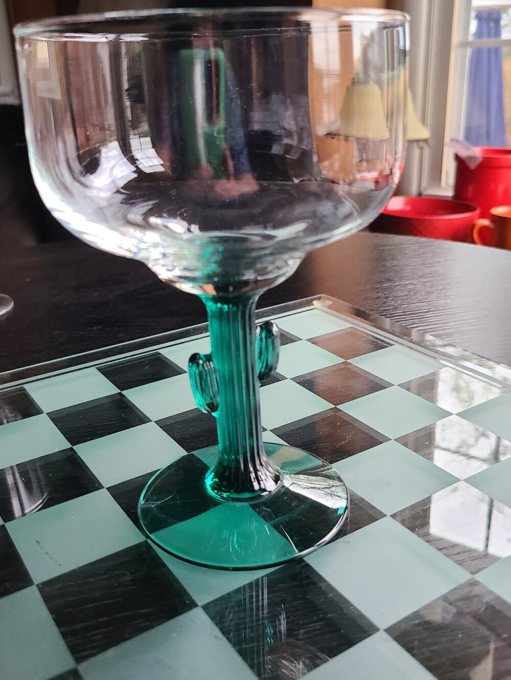 Cactus-Stem Margarita Glass in Emerald Green